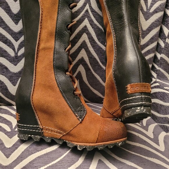 SOREL CATE THE GREAT WEDGE Tall ELK /BLACK • Winter SNOW RAIN BOOTS US SIZE 7 - Picture 12 of 16